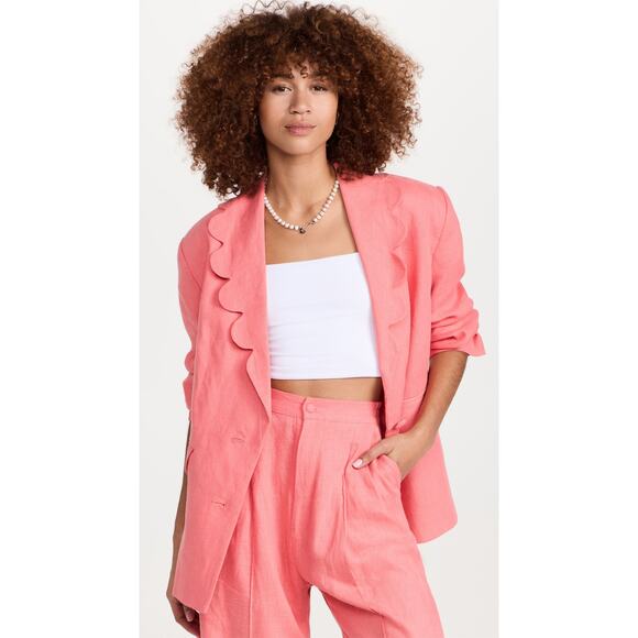 Sleeper Dynasty Linen Blazer Jacket Peach - Picture 7 of 15